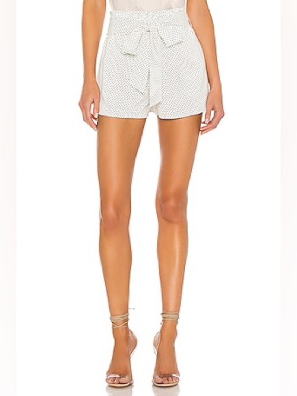 Alice + Olivia Soft White Black Mini Dot High-Waist Tie-Front Shorts NWT - Picture 15 of 15